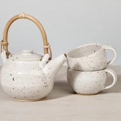 Nicola Shuttleworth Tea Pot – Speckled With Bamboo Handle Kitchen＋Table