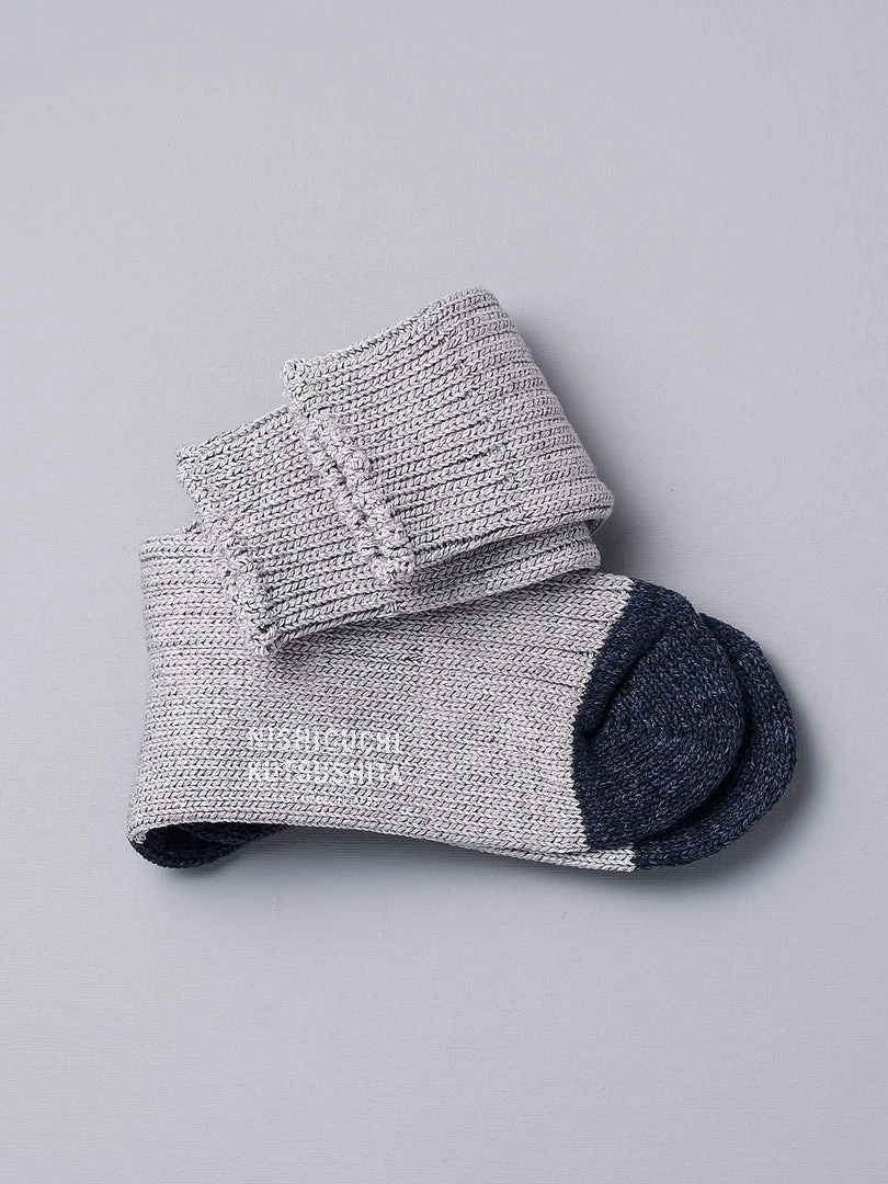 Nishiguchi Kutsushita Boston Slab Socks – Grey Denim 2 Nishiguchi Kutsushita Boston Slab Socks – Grey Denim