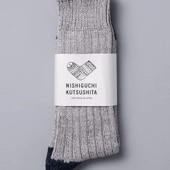 Nishiguchi Kutsushita Boston Slab Socks – Grey Denim 11 Nishiguchi Kutsushita Boston Slab Socks – Grey Denim