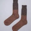Nishiguchi Kutsushita Wardrobe Boston Slab Socks – Brown Fawn