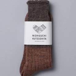 Nishiguchi Kutsushita Wardrobe Boston Slab Socks – Brown Fawn