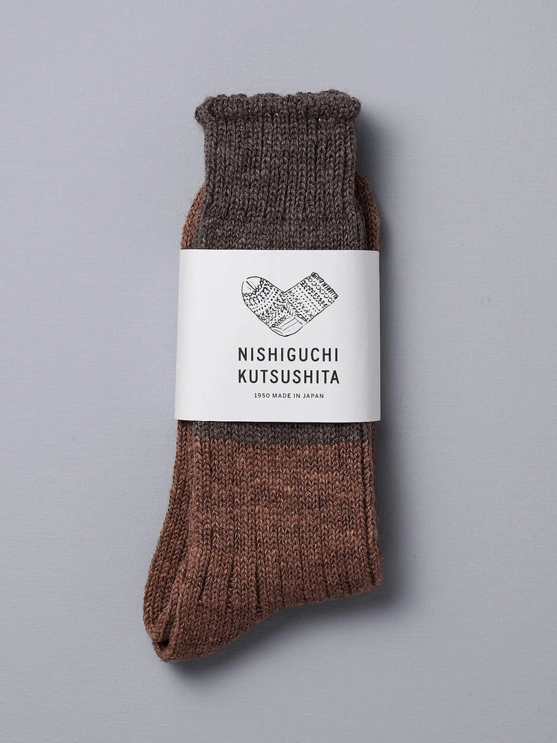 Nishiguchi Kutsushita Wardrobe Boston Slab Socks – Brown Fawn 2 Nishiguchi Kutsushita Wardrobe Boston Slab Socks – Brown Fawn