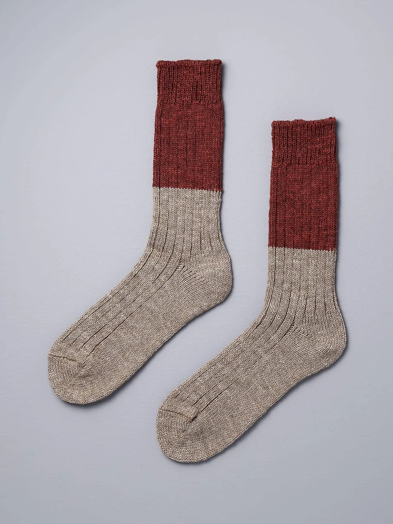 Nishiguchi Kutsushita Boston Slab Socks – Red Brick 1 Nishiguchi Kutsushita Boston Slab Socks – Red Brick