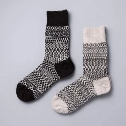 Nishiguchi Kutsushita Wardrobe Oslo Wool Jacquard Socks – Coffee 10 Nishiguchi Kutsushita Wardrobe Oslo Wool Jacquard Socks – Coffee