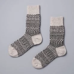 Nishiguchi Kutsushita Wardrobe Oslo Wool Jacquard Socks – Oatmeal