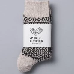 Nishiguchi Kutsushita Wardrobe Oslo Wool Jacquard Socks – Oatmeal