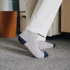 Nishiguchi Kutsushita Boston Slab Socks – Grey Denim 12 Nishiguchi Kutsushita Boston Slab Socks – Grey Denim