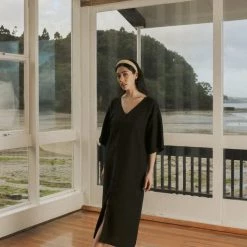 OVNA OVICH EOS Sale* Gloria Dress - Midnight Black Tencel Linen