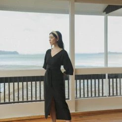 OVNA OVICH EOS Sale* Gloria Dress - Midnight Black Tencel Linen