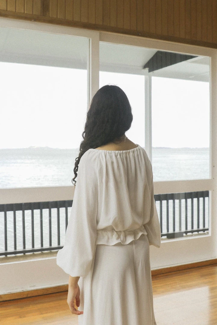 OVNA OVICH EOS Sale* Isadora Blouse - Ice White Tencel 2 OVNA OVICH EOS Sale* Isadora Blouse - Ice White Tencel