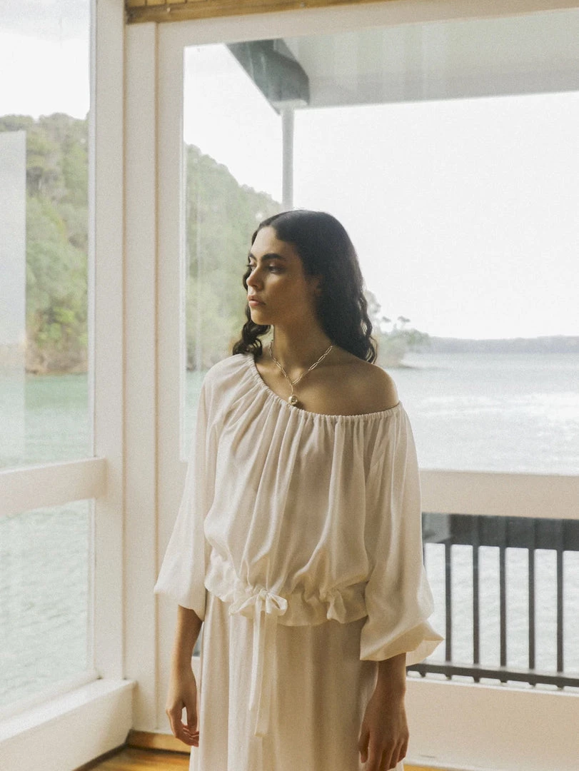 OVNA OVICH EOS Sale* Isadora Blouse - Ice White Tencel 1 OVNA OVICH EOS Sale* Isadora Blouse - Ice White Tencel