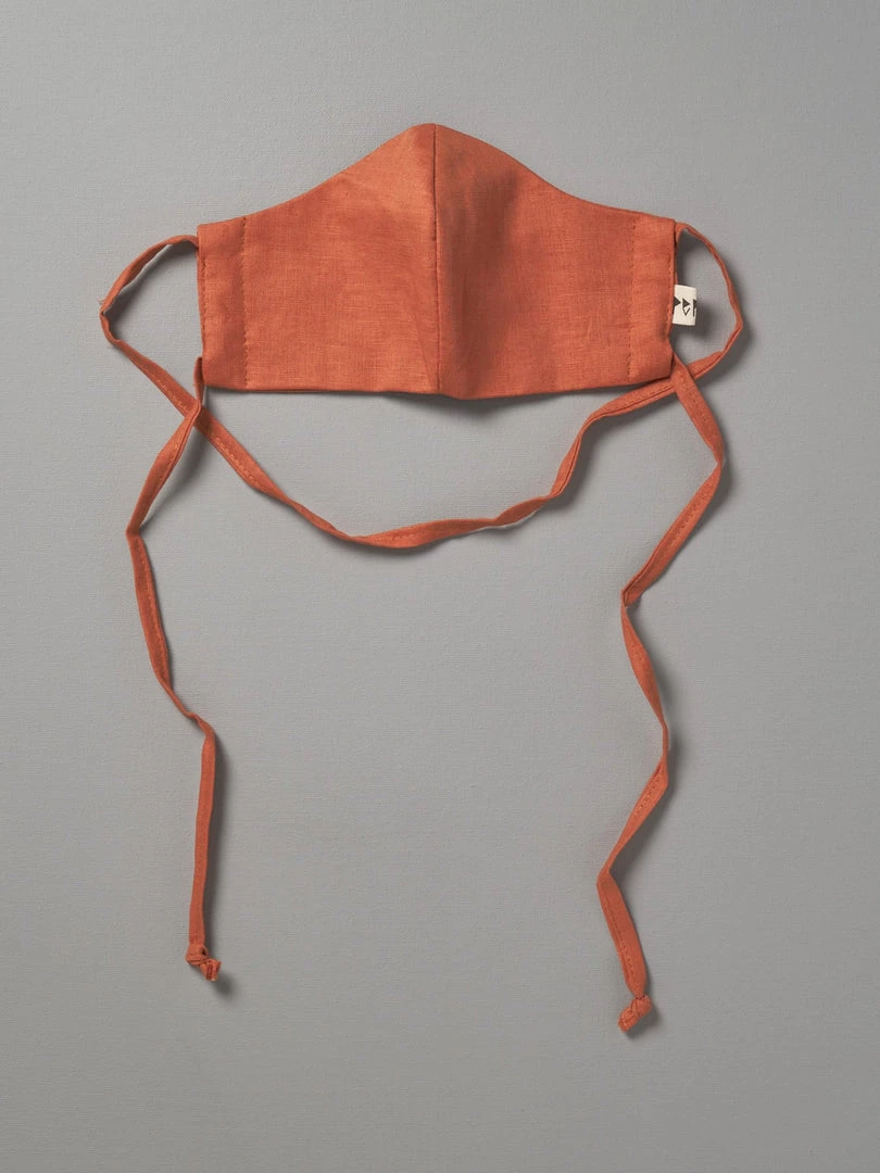 Peppin Linen Face Mask - Terracotta 1 Peppin Linen Face Mask - Terracotta