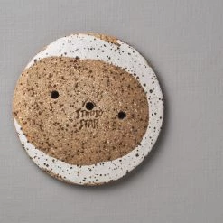 Studio Star Round Ceramic Soap Dish - White With Black Speckle