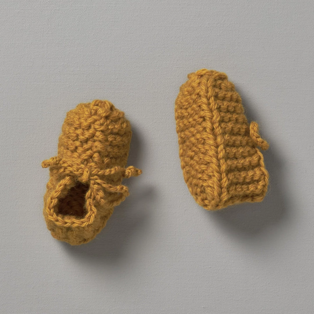 Weebits Baby+Child Hand Knitted Chunky Booties - Mustard 2 Weebits Baby+Child Hand Knitted Chunky Booties - Mustard