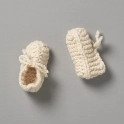 Weebits Hand Knitted Chunky Booties - Natural Baby＋Child