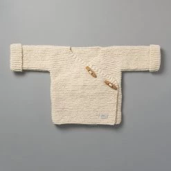 Weebits Baby+Child Hand Knitted Double Breasted Jacket - Natural