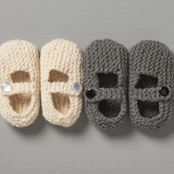 Weebits Baby＋Child Hand Knitted Mary Jane Shoes - Natural