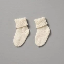 Weebits Hand Knitted 2ply Merino Socks - Ivory Baby+Child