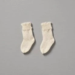 Weebits Hand Knitted 2ply Merino Socks - Ivory Baby＋Child