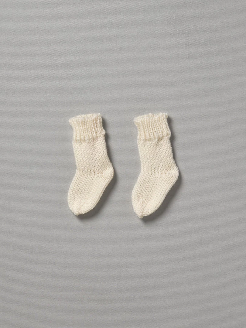 Weebits Hand Knitted 2ply Merino Socks - Ivory Baby+Child 2 Weebits Hand Knitted 2ply Merino Socks - Ivory Baby+Child