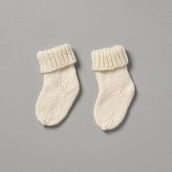 Weebits Hand Knitted 4ply Merino Socks - Ivory Baby+Child