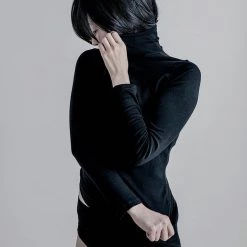 YARN Nz Tui Fine Merino Rib Turtle - Black Wardrobe