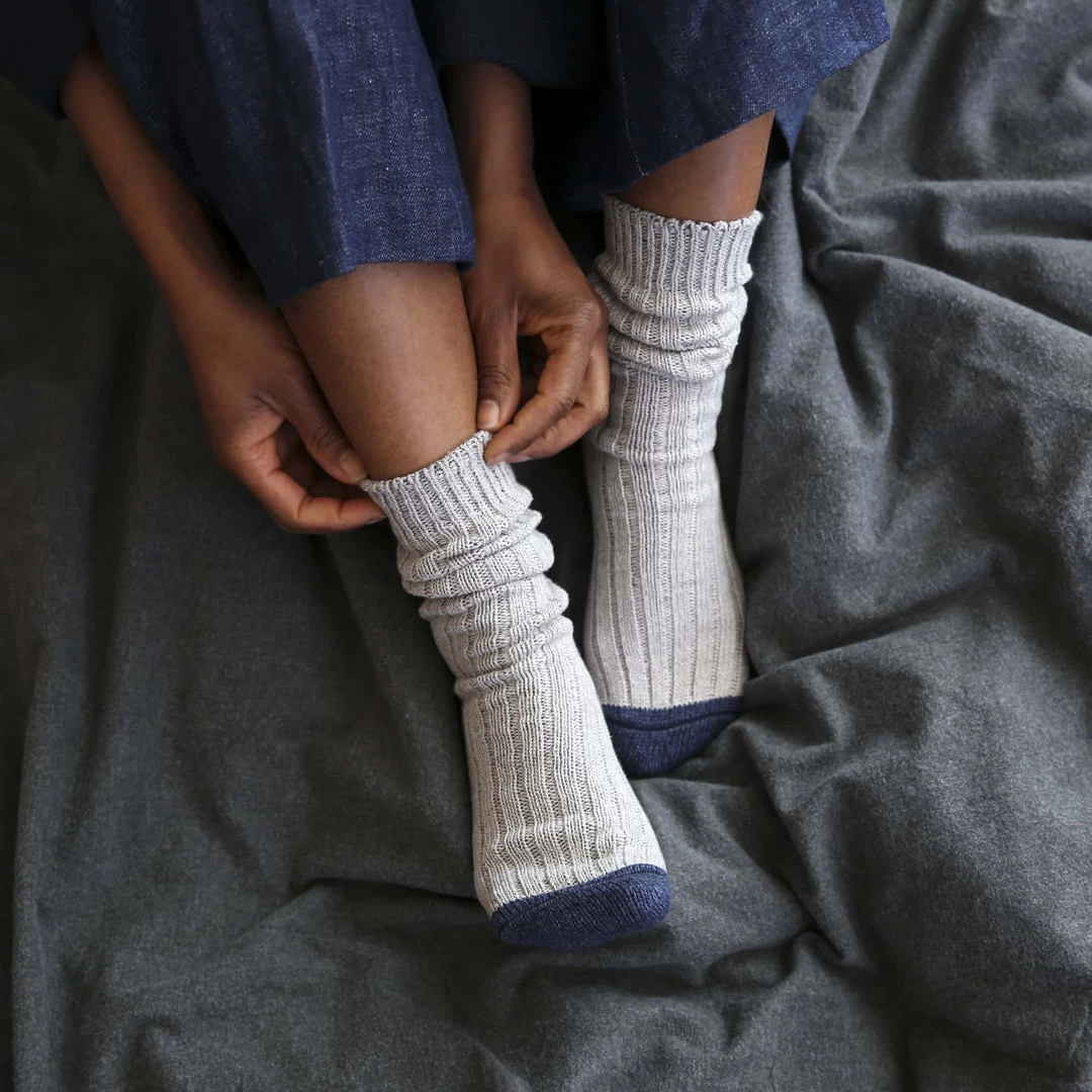 Nishiguchi Kutsushita Boston Slab Socks – Grey Denim 5 Nishiguchi Kutsushita Boston Slab Socks – Grey Denim