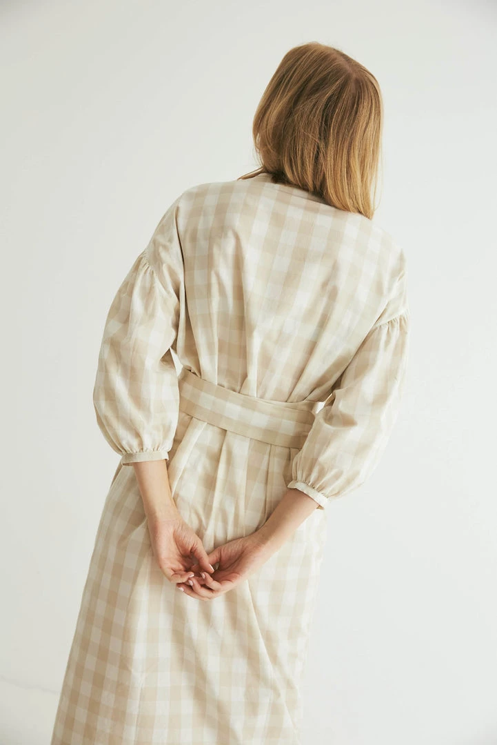 General Sleep Agnes Wrap - Oatmeal Gingham 5 General Sleep Agnes Wrap - Oatmeal Gingham