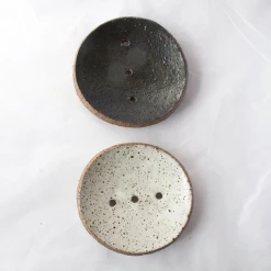 Studio Star Round Ceramic Soap Dish - Black Bathroom