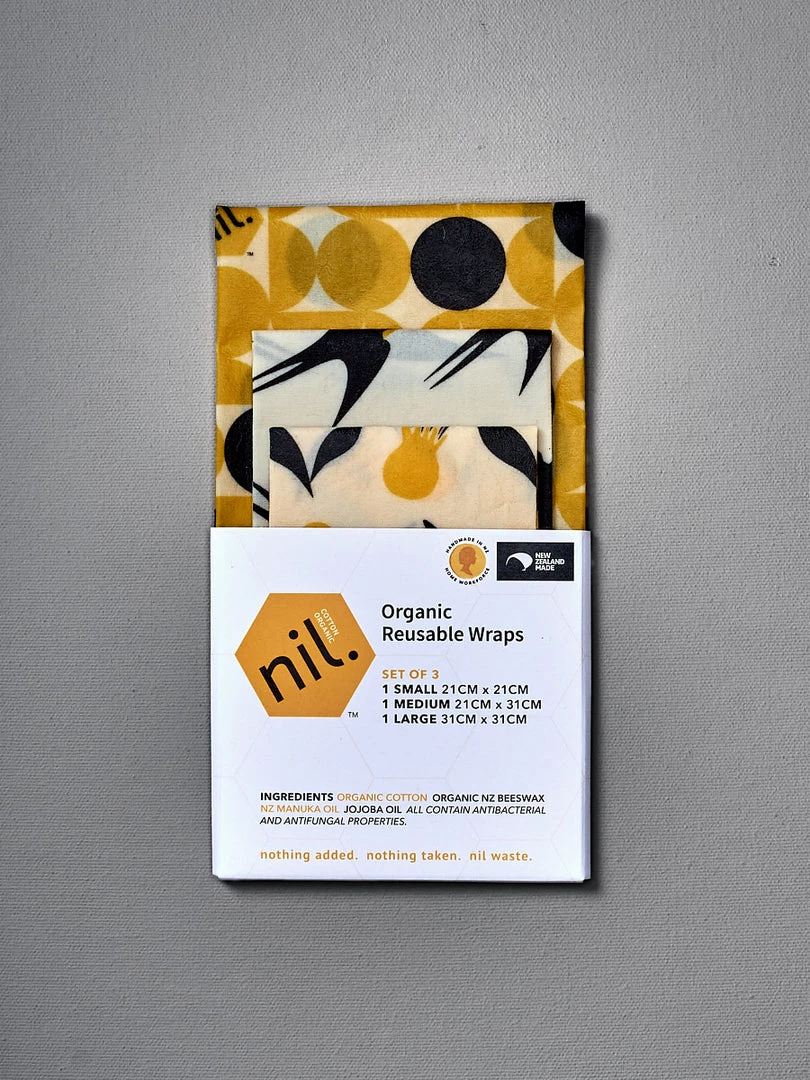 Nil Organic Beeswax Food Wrap - Yellow Range (3 Pack) 1 Nil Organic Beeswax Food Wrap - Yellow Range (3 Pack)